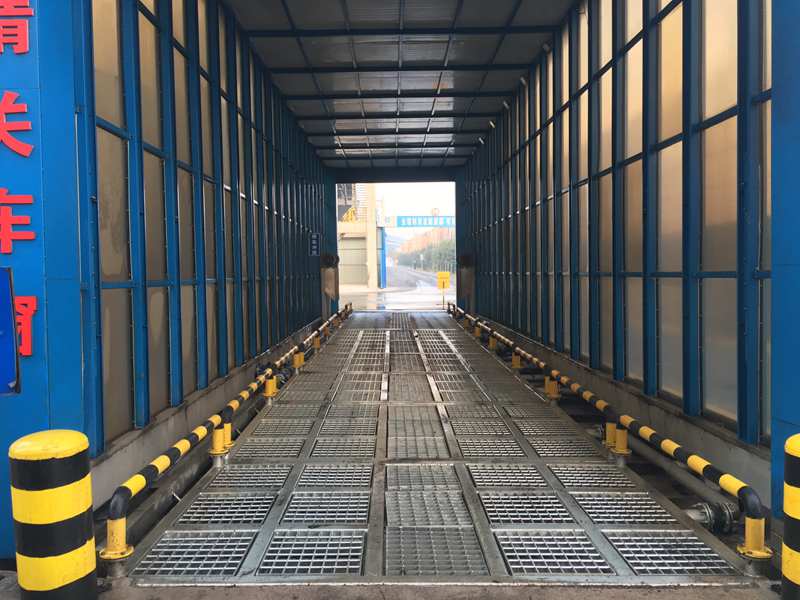 抖車沖洗通道-新峰水泥廠工程洗車機安裝完成